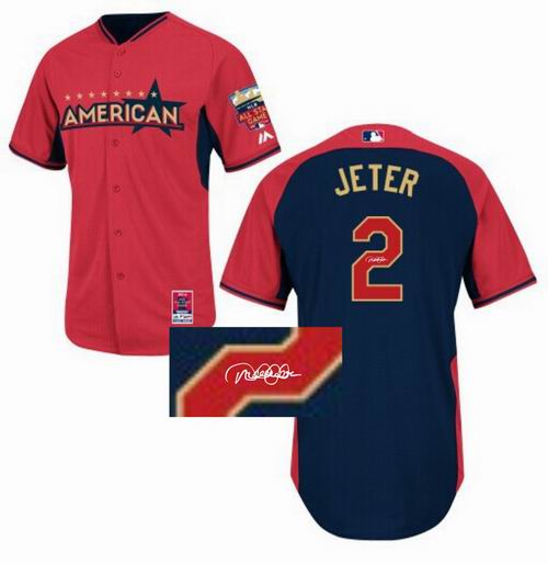 New York Yankees 2# Derek Jeter American League 2014 All Star Signature Jersey