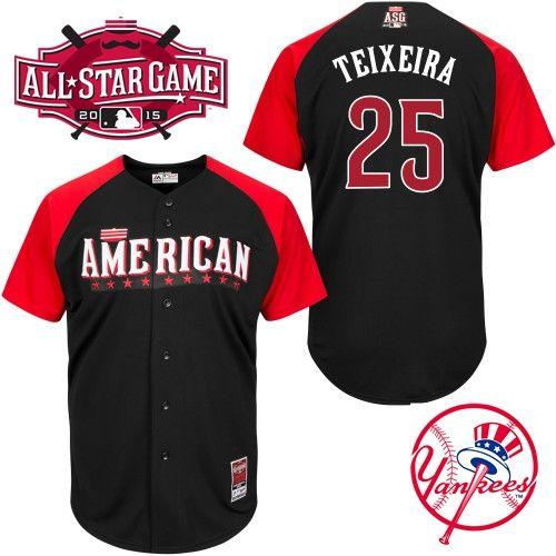 New York Yankees 25 Mark Teixeira Black 2015 All-Star American League Baseball Jersey
