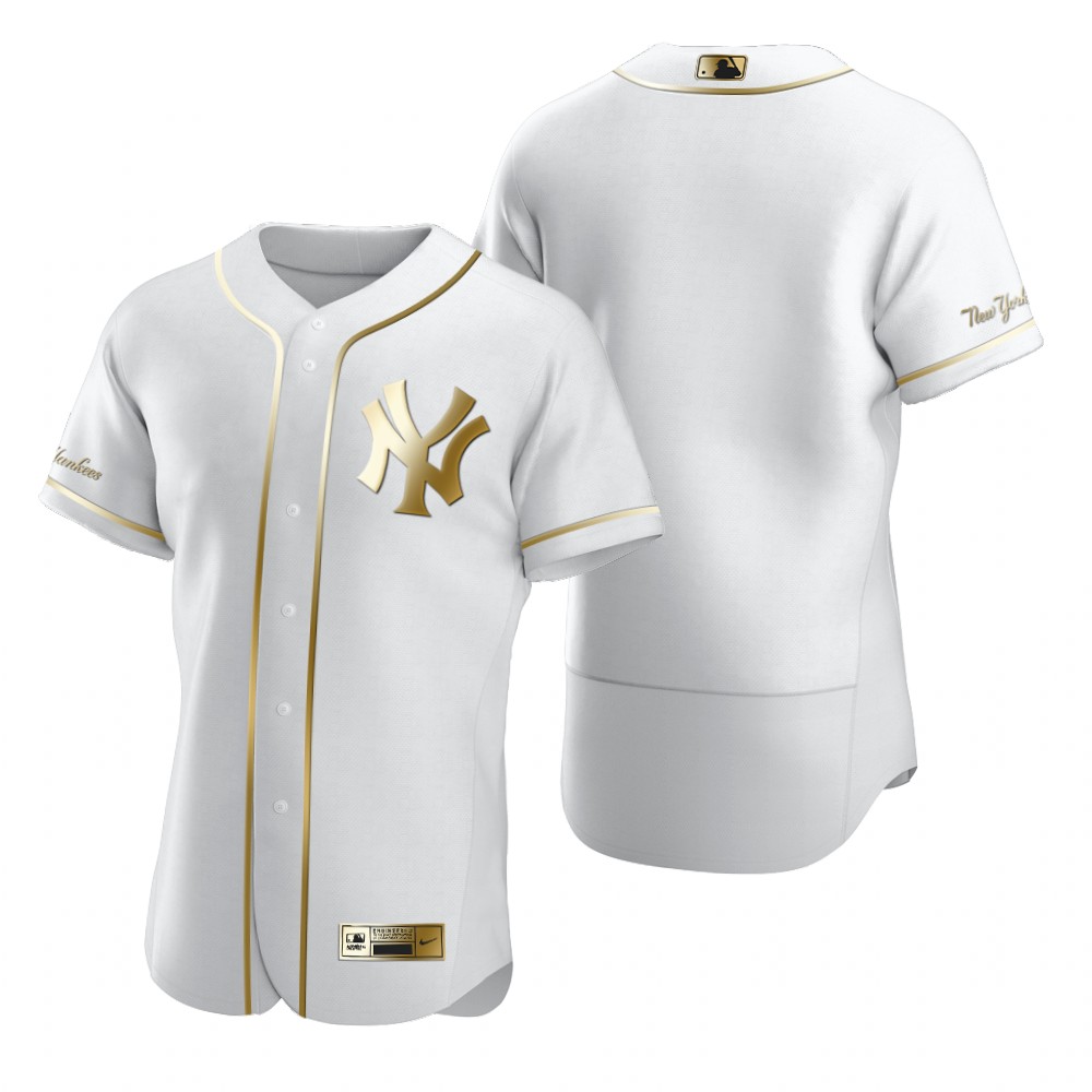 New York Yankees Blank White Nike Men's Authentic Golden Edition MLB Jersey