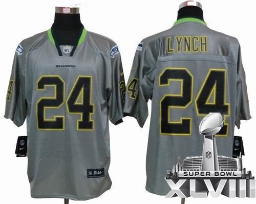Nike  Seattle Seahawks 24# Marshawn Lynch Lights Out grey elite 2014 Super bowl XLVIII(GYM) Jersey