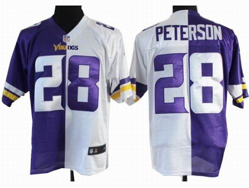 Nike 2013 Minnesota Vikings 28# Adrian Peterson White Purple Split Elite Jerseys