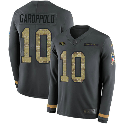 Nike 49ers #10 Jimmy Garoppolo Anthracite Salute to Service Youth