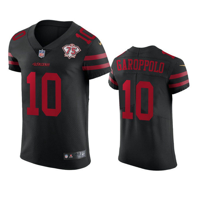 Nike 49ers #10 Jimmy Garoppolo Black Alternate Men's 75th Anniversary Stitched NFL Vapor Untouchable Elite Jersey