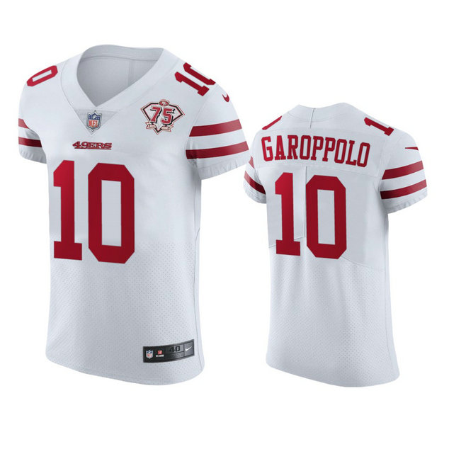 Nike 49ers #10 Jimmy Garoppolo White Men's 75th Anniversary Stitched NFL Vapor Untouchable Elite Jersey