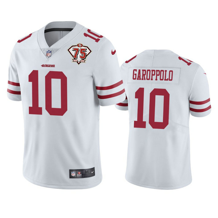 Nike 49ers #10 Jimmy Garoppolo White Men's 75th Anniversary Stitched NFL Vapor Untouchable Limited Jersey