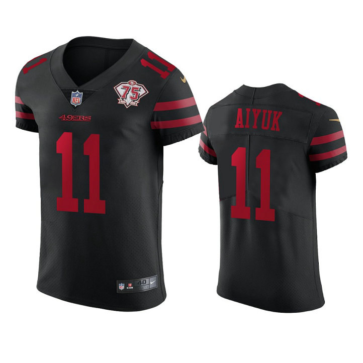 Nike 49ers #11 Brandon Aiyuk Black Alternate Men's 75th Anniversary Stitched NFL Vapor Untouchable Elite Jersey