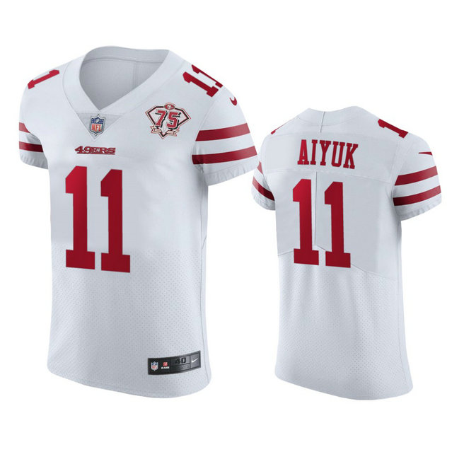Nike 49ers #11 Brandon Aiyuk White Men's 75th Anniversary Stitched NFL Vapor Untouchable Elite Jersey