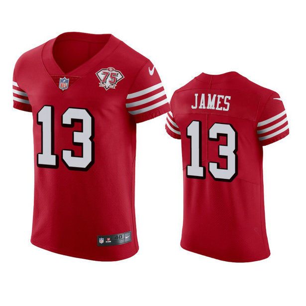 Nike 49ers #13 Richie James Red Rush Men's 75th Anniversary Stitched NFL Vapor Untouchable Elite Jersey
