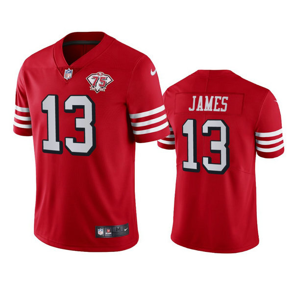 Nike 49ers #13 Richie James Red Rush Men's 75th Anniversary Stitched NFL Vapor Untouchable Limited Jersey