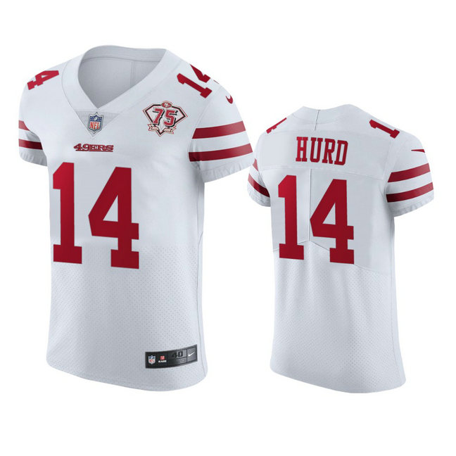 Nike 49ers #14 Jalen Hurd White Men's 75th Anniversary Stitched NFL Vapor Untouchable Elite Jersey