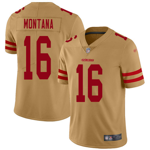 Nike 49ers #16 Joe Montana Gold Men's Stitched Football Limited Inverted Legend Jersey