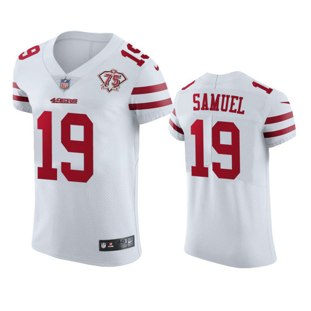 Nike 49ers #19 Deebo Samuel White Men's 75th Anniversary Stitched NFL Vapor Untouchable Elite Jersey
