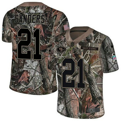Nike 49ers #21 Deion Sanders Camo Youth Stitched NFL Limited Rush Realtree Jersey