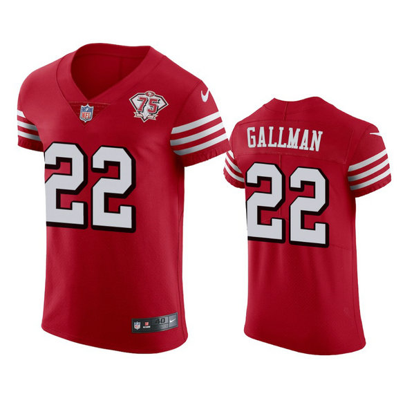 Nike 49ers #22 Wayne Gallman Red Rush Men's 75th Anniversary Stitched NFL Vapor Untouchable Elite Jersey