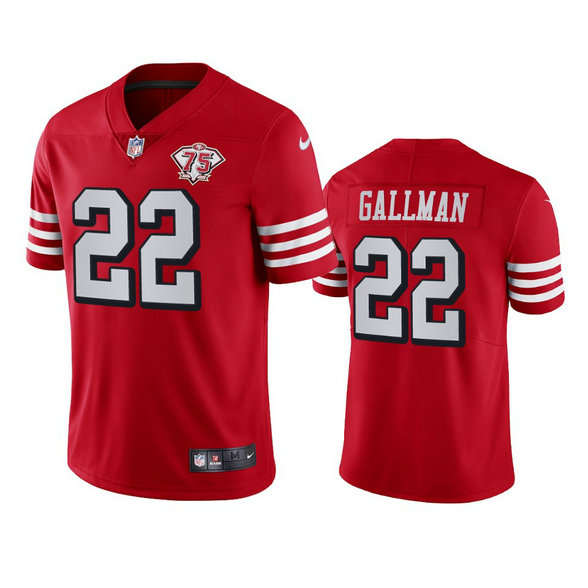 Nike 49ers #22 Wayne Gallman Red Rush Men's 75th Anniversary Stitched NFL Vapor Untouchable Limited Jersey