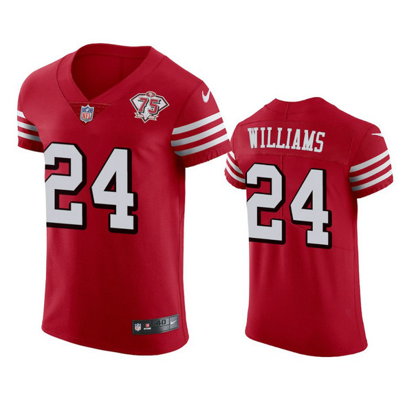 Nike 49ers #24 K'Waun Williams Red Rush Men's 75th Anniversary Stitched NFL Vapor Untouchable Elite Jersey