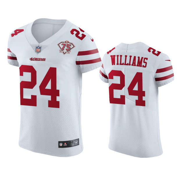 Nike 49ers #24 K'Waun Williams White Men's 75th Anniversary Stitched NFL Vapor Untouchable Elite Jersey