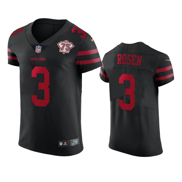 Nike 49ers #3 Josh Rosen Black Alternate Men's 75th Anniversary Stitched NFL Vapor Untouchable Elite Jersey