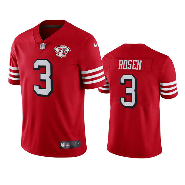 Nike 49ers #3 Josh Rosen Red Rush Men's 75th Anniversary Stitched NFL Vapor Untouchable Limited Jersey