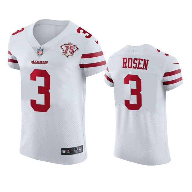 Nike 49ers #3 Josh Rosen White Men's 75th Anniversary Stitched NFL Vapor Untouchable Elite Jersey