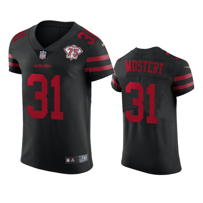 Nike 49ers #31 Raheem Mostert Black Alternate Men's 75th Anniversary Stitched NFL Vapor Untouchable Elite Jersey