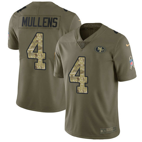 Nike 49ers #4 Nick Mullens Olive Camo Men's Stitched NFL Limited 2017 Salute To Service Jersey