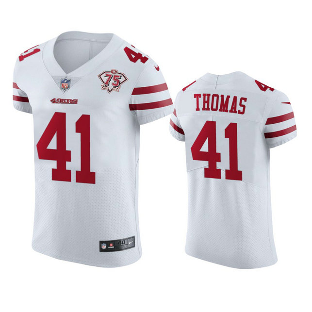 Nike 49ers #41 Ambry Thomas White Men's 75th Anniversary Stitched NFL Vapor Untouchable Elite Jersey