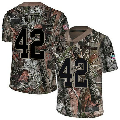Nike 49ers #42 Ronnie Lott Camo Youth Stitched NFL Limited Rush Realtree Jersey