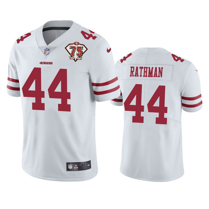 Nike 49ers #44 Tom Rathman White Men's 75th Anniversary Stitched NFL Vapor Untouchable Limited Jersey