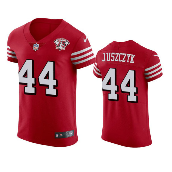 Nike 49ers #44 kyle juszczyk Red Rush Men's 75th Anniversary Stitched NFL Vapor Untouchable Elite Jersey