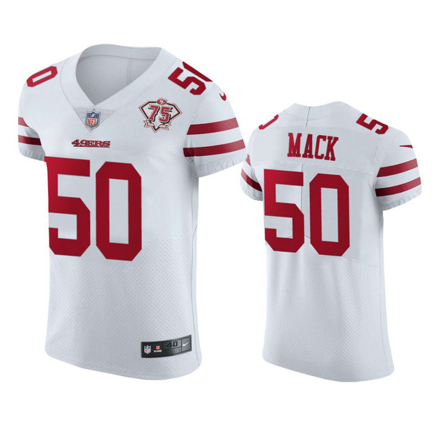 Nike 49ers #50 Alex Mack White Men's 75th Anniversary Stitched NFL Vapor Untouchable Elite Jersey