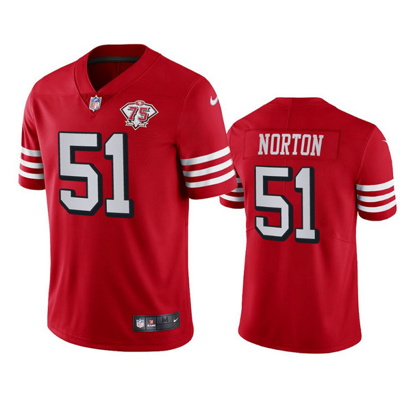 Nike 49ers #51 Ken Norton Red Rush Men's 75th Anniversary Stitched NFL Vapor Untouchable Limited Jersey
