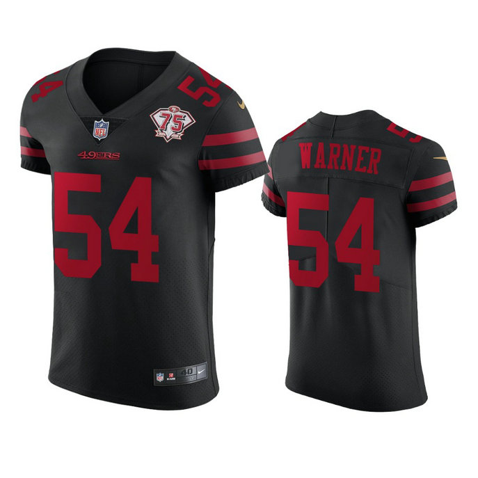 Nike 49ers #54 Fred Warner Black Alternate Men's 75th Anniversary Stitched NFL Vapor Untouchable Elite Jersey