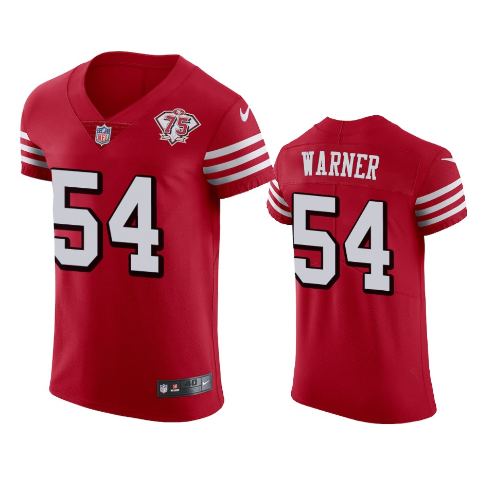 Nike 49ers #54 Fred Warner Red Rush Men's 75th Anniversary Stitched NFL Vapor Untouchable Elite Jersey