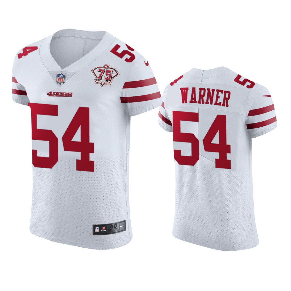 Nike 49ers #54 Fred Warner White Men's 75th Anniversary Stitched NFL Vapor Untouchable Elite Jersey