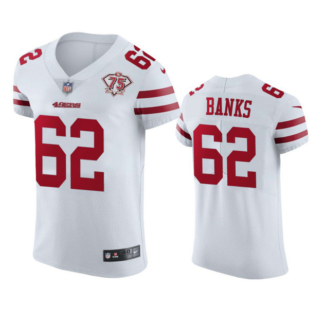 Nike 49ers #62 Aaron Banks White Men's 75th Anniversary Stitched NFL Vapor Untouchable Elite Jersey