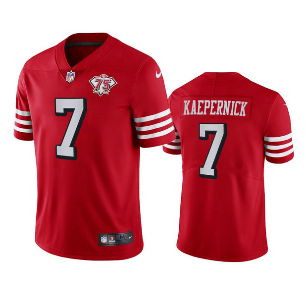 Nike 49ers #7 Colin Kaepernick Red Rush Men's 75th Anniversary Stitched NFL Vapor Untouchable Limited Jersey