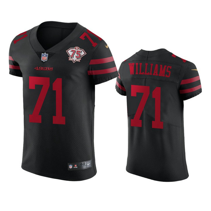 Nike 49ers #71 Trent Williams Black Alternate Men's 75th Anniversary Stitched NFL Vapor Untouchable Elite Jersey