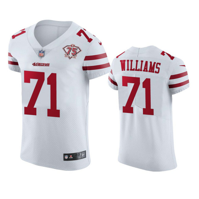 Nike 49ers #71 Trent Williams White Men's 75th Anniversary Stitched NFL Vapor Untouchable Elite Jersey