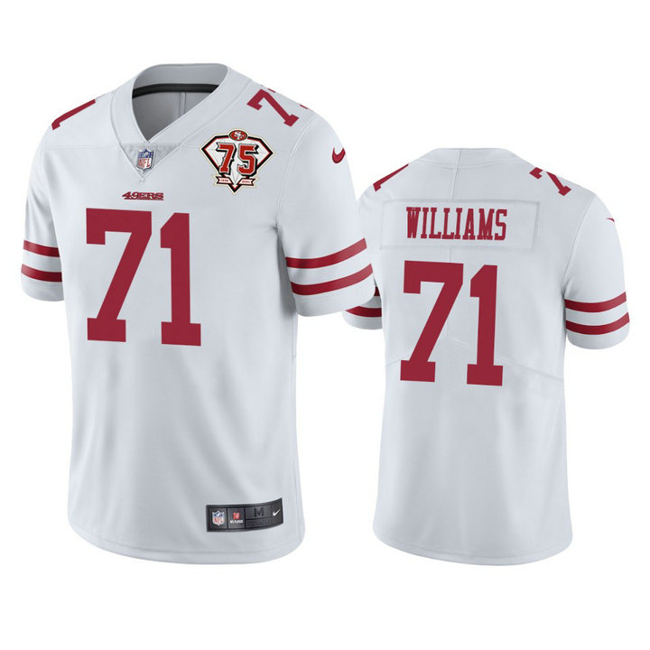 Nike 49ers #71 Trent Williams White Men's 75th Anniversary Stitched NFL Vapor Untouchable Limited Jersey