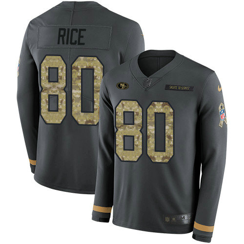 Nike 49ers #80 Jerry Rice Anthracite Salute to Service Youth Stitched NFL