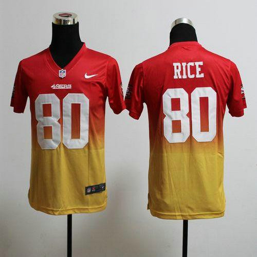 Nike 49ers #80 Jerry Rice Red Gold Youth Stitched NFL Elite Fadeaway Fashion Jersey
