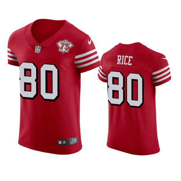 Nike 49ers #80 Jerry Rice Red Rush Men's 75th Anniversary Stitched NFL Vapor Untouchable Elite Jersey
