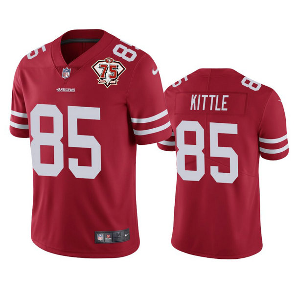 Nike 49ers #85 George Kittle Red Men's 75th Anniversary Stitched NFL Vapor Untouchable Limited Jersey