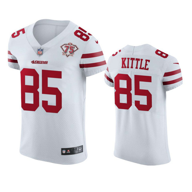 Nike 49ers #85 George Kittle White Men's 75th Anniversary Stitched NFL Vapor Untouchable Elite Jersey
