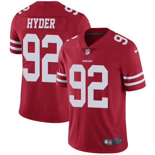 Nike 49ers #92 Kerry Hyder Red Team Color Men's Stitched NFL Vapor Untouchable Limited Jersey