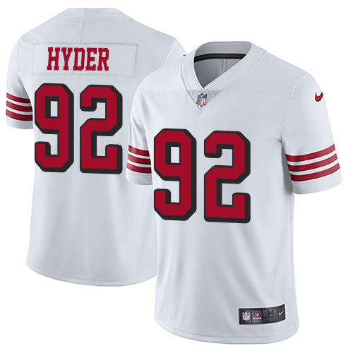 Nike 49ers #92 Kerry Hyder White Men's Stitched NFL Limited Rush Jersey