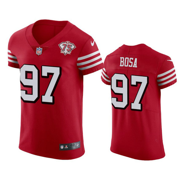 Nike 49ers #97 Nick Bosa Red Rush Men's 75th Anniversary Stitched NFL Vapor Untouchable Elite Jersey