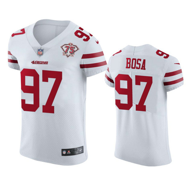 Nike 49ers #97 Nick Bosa White Men's 75th Anniversary Stitched NFL Vapor Untouchable Elite Jersey