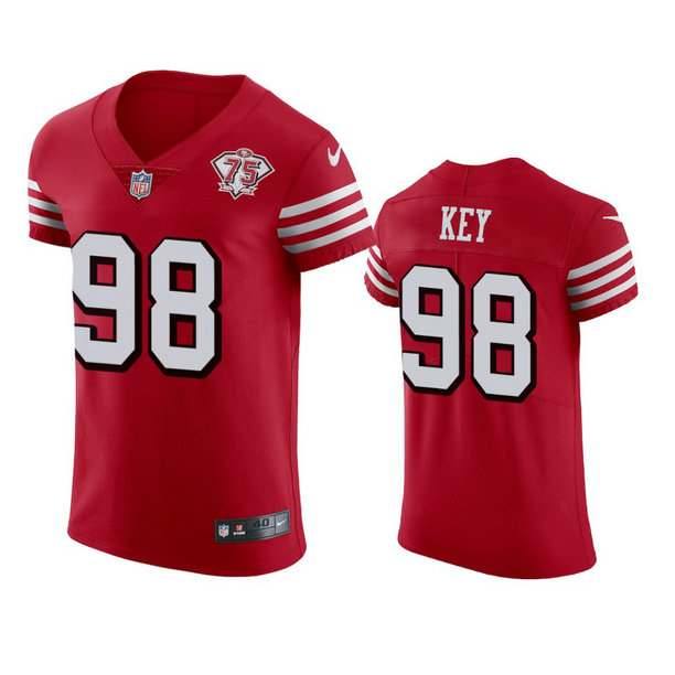 Nike 49ers #98 Arden Key Red Rush Men's 75th Anniversary Stitched NFL Vapor Untouchable Elite Jersey
